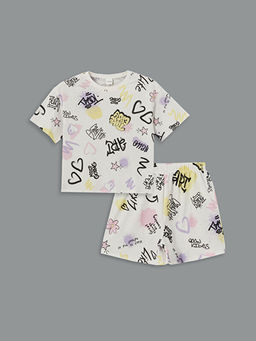 Bisiklet Yaka K?z ?ocuk ?ortlu Pijama Tak?m?