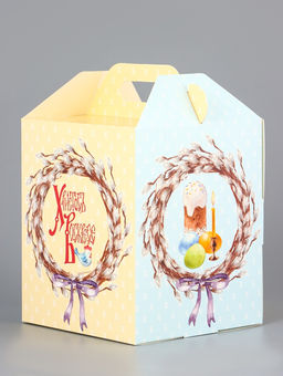 Цена за 5 шт. Коробка подарочная пасхальная с окном, с фронтальной загрузкой Верба 15?15?18 см