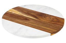 Доска для разделки и сервировки 30*30*1,3 см Белая круглая, мрамор/акация - Elan gallery фото 4