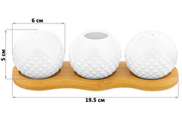 Вазочка под зубочистки + набор для специй 2 пр. 19,5*7*6 см 75 мл Ромбики на деревянной подставке - Elan gallery фото 2