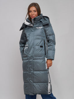 Пальто утепленное молодежное зимнее женское темно-зеленого цвета 5873TZ - Mtforce фото 8