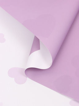 Цена за 20 шт. Пленка для цветов, «Сердца на белом», сиреневый, 57×57 см