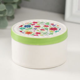 Шкатулка для украшений Цветочная полянка, керамика, 7.5?7.5?4.5 см