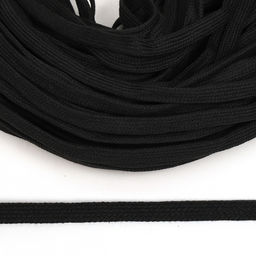 Шнур плоский х/б 08мм классическое плетение цв.032 черный уп.50м