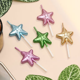 Свечи для торта Морские звезды, разноцветные, 5 шт.