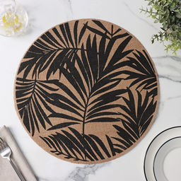 Набор салфеток сервировочных Доляна Листья, 4 шт, d=38 см, цвет чёрный  фото 10