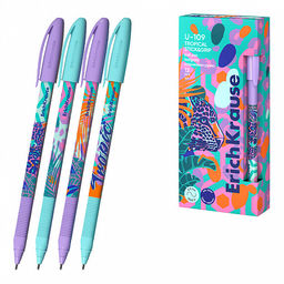 АКЦИЯ Цена за 12 шт. Ручка шариковая ErichKrause U-109 Stick&Grip Tropical 1.0, Ultra Glide Technology, цвет чернил синий (в коробке по 12 шт.)
