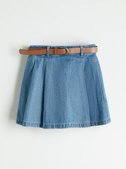 Beli Lastikli Pileli K?z ?ocuk Jean ?ort Etek