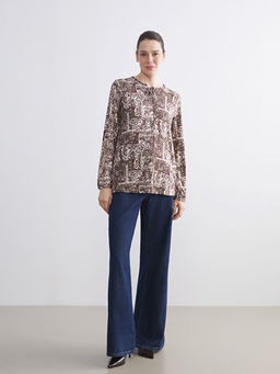 Ba?lamal? Yaka Desenli Bluz
