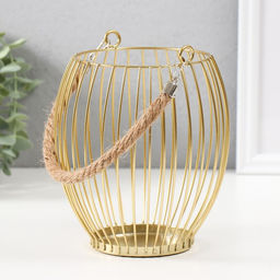 Подсвечник металл на 1 свечу «Корзина», d=10 см, бронза, 15×15×17 см