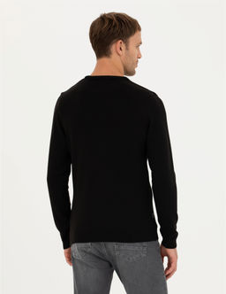 Siyah Slim Fit Bisiklet Yaka Triko Kazak - Pierre cardin фото 5