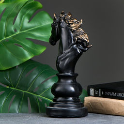 Фигурка полистоун «Конь», чёрный, 11×14×26 см