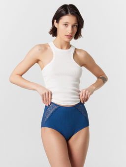 Цена за 2 штуки! ТРУСЫ ЖЕНСКИЕ СИНИЕ С КРУЖЕВНЫМИ ВСТАВКАМИ