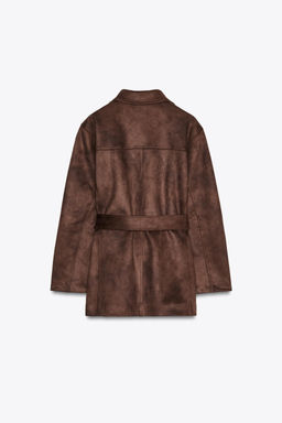 BELTED FAUX SUEDE JACKET - Zara фото 9