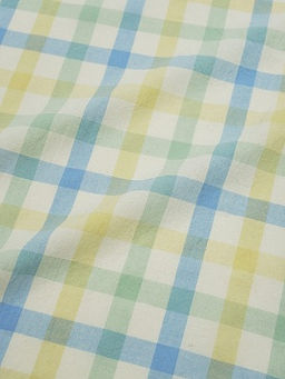 Вареный (стираный) хлопок Клетка (цв.морозная мята/св.голубой) на телесно-желтом, ш.2.50м, хл-100%