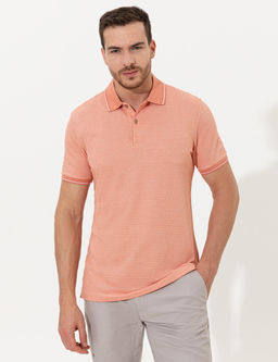 Coral Dokulu Slim Fit Polo Yaka Ti__rt