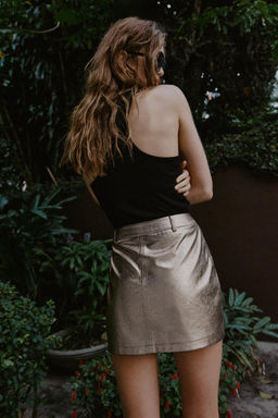 FALDA MINI EFECTO PIEL / Plata - Zara фото 5