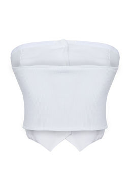 Trendyolmilla Siyah Straplez Dugme Detayl? Crop Dokuma Bluz TWOAW24BZ00421  фото 5