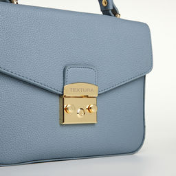 Сумка женская мессенджер TEXTURA на клапане, 23×6×17 см, голубая