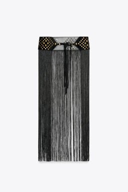 LEATHER STUDDED FRINGED CORSET BELT - Zara фото 4