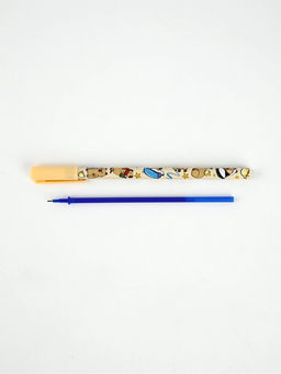 Цена за 10 шт. Ручка пластик пиши-стирай с колпачком "Капибара", синяя паста, гелевая 0,5 мм