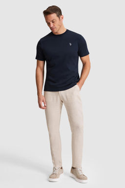 Erkek Koyu Lacivert Regular Fit Bisiklet Yaka Basic Ti__rt