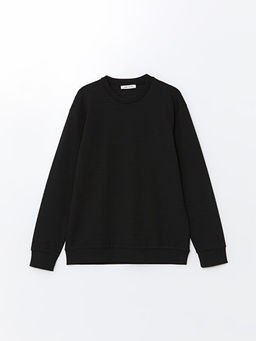 Bisiklet Yaka Uzun Kollu Erkek Dokulu Sweatshirt
