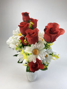 Цветы розы+ромашки букет 55см, бутонов 5/5