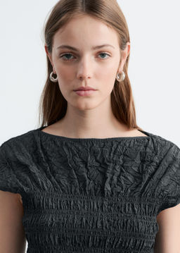 Top de cuello barco fruncido con nido de abeja - H&m фото 6