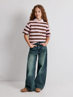 ACOOLA / Футболка детская для девочек Sonora1 бордовая полоска