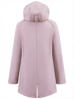 Парка женская софтшелл виндстоппер удлинённая с капюшоном розового цвета 9618_1R