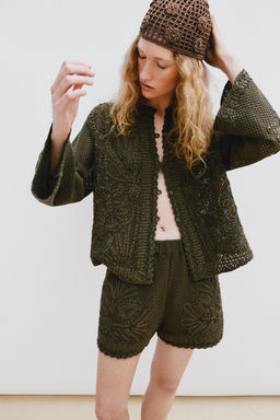 SHORTS COMBINADOS CROCHET / Khaki