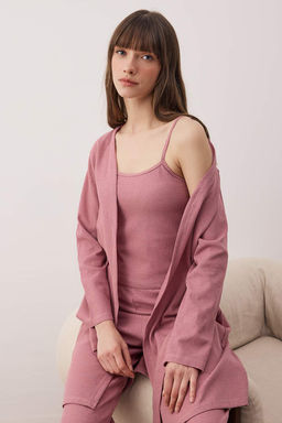 Gul Kurusu Pamuk Polyester Duz Kaskorse Orme Pijama Tak?m? THMAW26PT00215 - Trendyolmilla фото 6