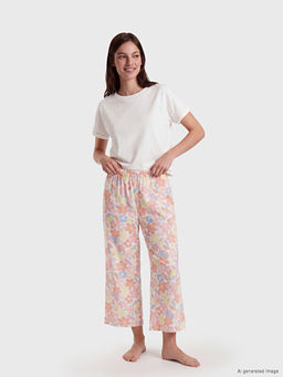 ?i?ekli Kad?n Kapri Pijama Alt?