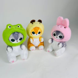 Мягкая игрушка Котик в шапочке животного 24 см