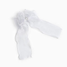 Бант для волос на резинке школьный, белый, 6×25 см, Принцессы