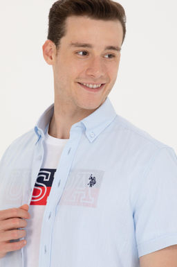 U. S. Polo Assn Мужская голубая рубашка с коротким рукавом - U.s. polo assn фото 2