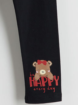 Beli Lastikli Bask?l? K?z ?ocuk Tayt