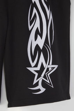 TRENDYOL MAN Siyah Oversize/Genis Kesim Bask?l? Sort & Bermuda TMNSS25SR00050 - Trendyolmilla фото 4