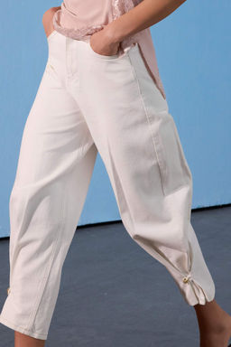 Limited Edition Ekru Paca Detayl? Yuksek Bel Baggy Jeans TWOSS26JE00255 - Trendyolmilla фото 4