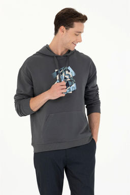 U. S. Polo Assn Мужская толстовка оверсайз с капюшоном антрацитового цвета - U.s. polo assn фото 8