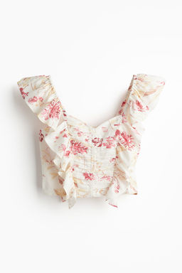 Blusa cropped en mezcla de lino - H&m фото 6