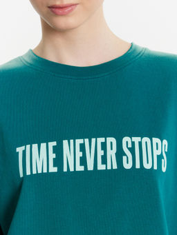 Футболка женская зеленая time never stops бирюзовый зеленый +печать 112961 - Mark formelle фото 5