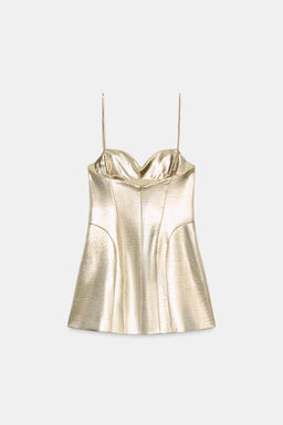VESTIDO MINI CORSETERO EFECTO METALIZADO / Dorado - Zara фото 5