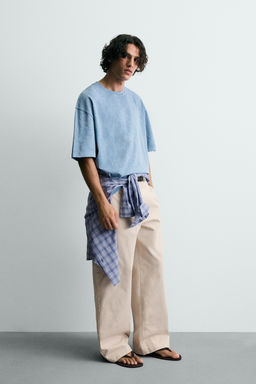 CAMISETA RELAXED FIT ESTRUCTURA FLAM? LAVADO / Azul - Zara фото 4