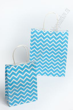 Пакет крафтовый с рисунком "Зигзаг" 15*21*8 см (12 шт) SF-7172, голубой