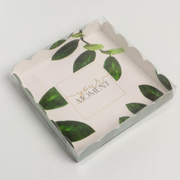 Цена за 5 шт. Коробка для печенья, кондитерская упаковка с пластиковой крышкой, «Эко», 18×18×3 см