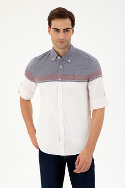 Мужская бордовая рубашка с длинным рукавом Неожиданная скидка в корзине