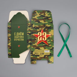 Цена за 2 шт. Коробка подарочная складная, упаковка, С 23 февраля, камуфляж, 12 х 12 х 12 см - Дарите счастье фото 8