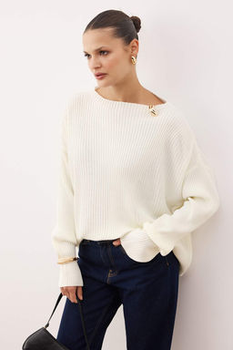 Siyah Dik Yaka Aksesuar Detayl? Triko Kazak TWOAW26KZ00203 - Trendyolmilla фото 8